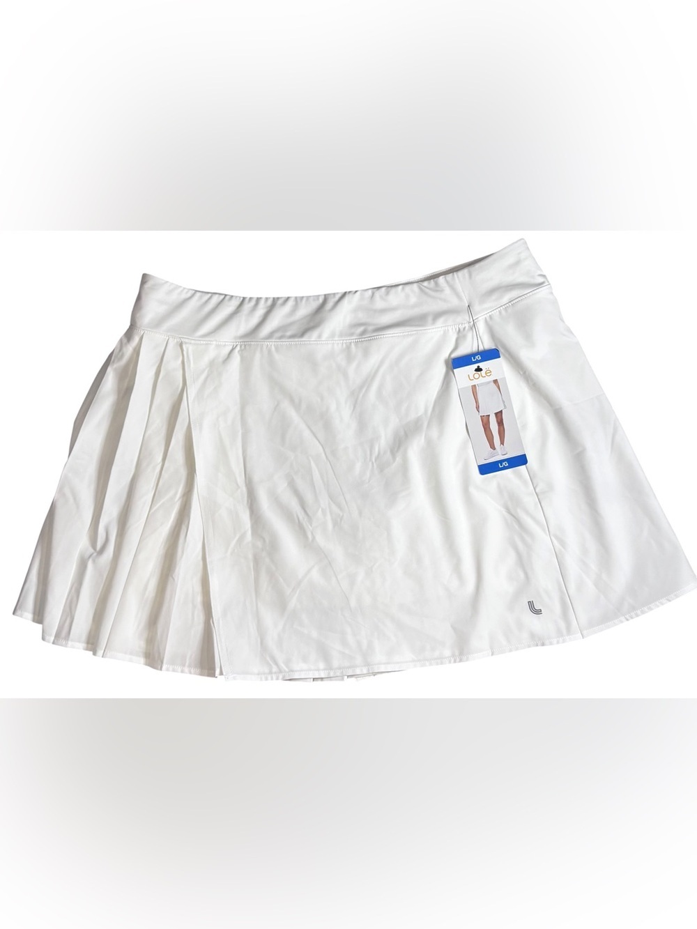 NWT Lolë White Asymmetrical Pleated Tennis Golf Skort Size Large